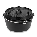 Petromax Feuertopf ft9 - Dutch Oven mit Standfüßen für alle Herdarten, Gasgrill, Backofen, Gaskocher und offenes Feuer - sofort einsatzbereit ohne Einbrennen - Kochtopf mit Deckel - 7,5 Liter